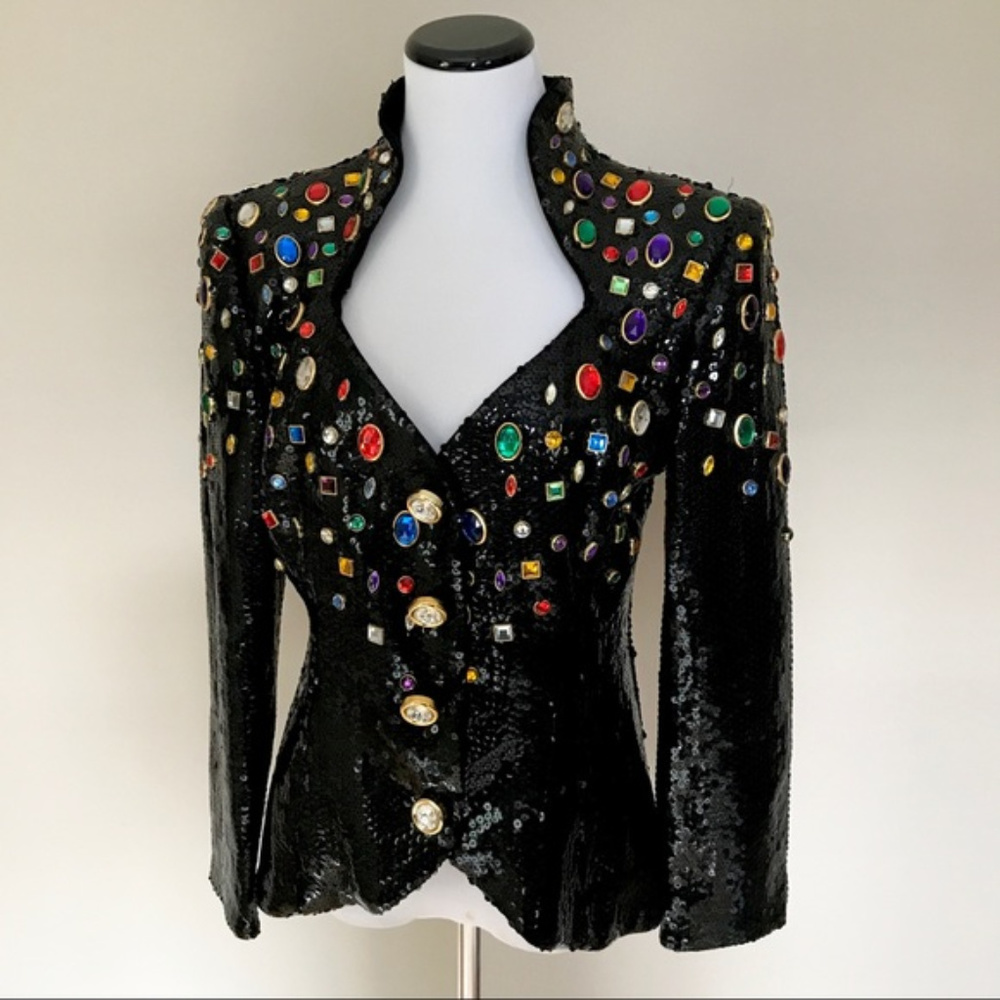 Vintage 80's Sequin Julie Duroche Blazer /Jacket